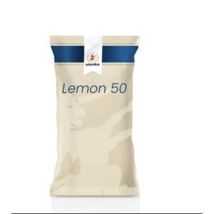 A beige bag with a blue stripe near the top, labeled “Lemon 50” and featuring a small circular “elenka” logo, identifies the product as Elenka (358) Lemon 50 Gelato Flavors (20x1Kg case).