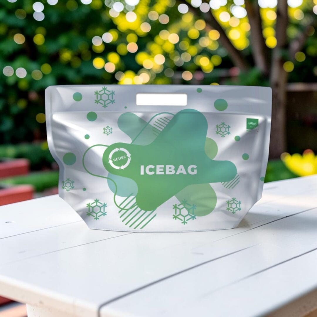Alcas Ice-Bag insulated gelato take-out bag medium 41 x 24 cm on sunny summer patio table