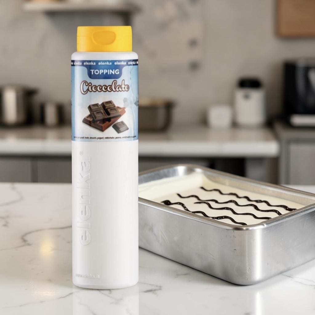 Elenka Topping cioccolato sauce on gelato pan