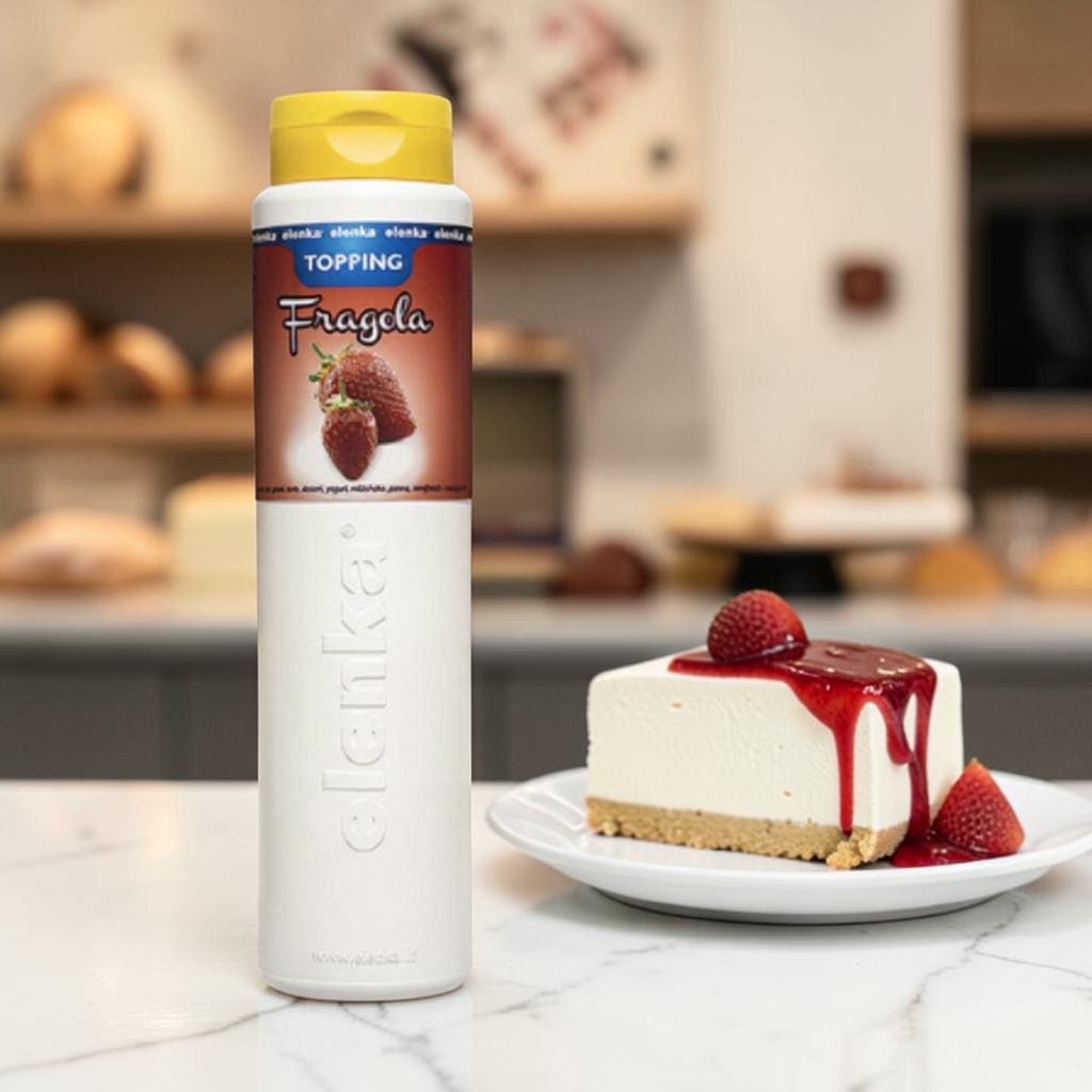 Elenka Topping fragola sauce on cheesecake