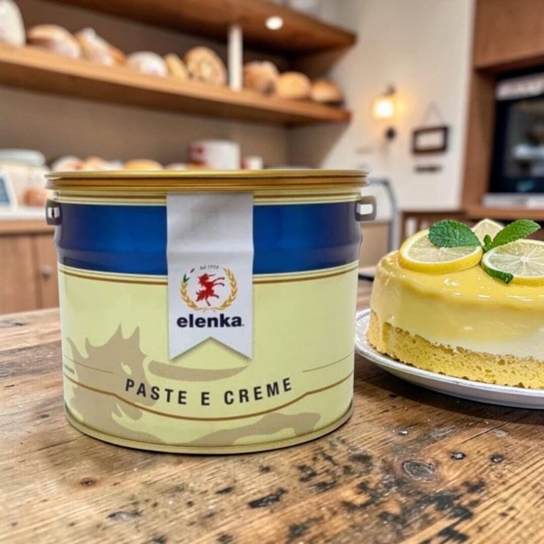 Elenka Copertura Limone Lemon Coating (348) tin – dessert scene