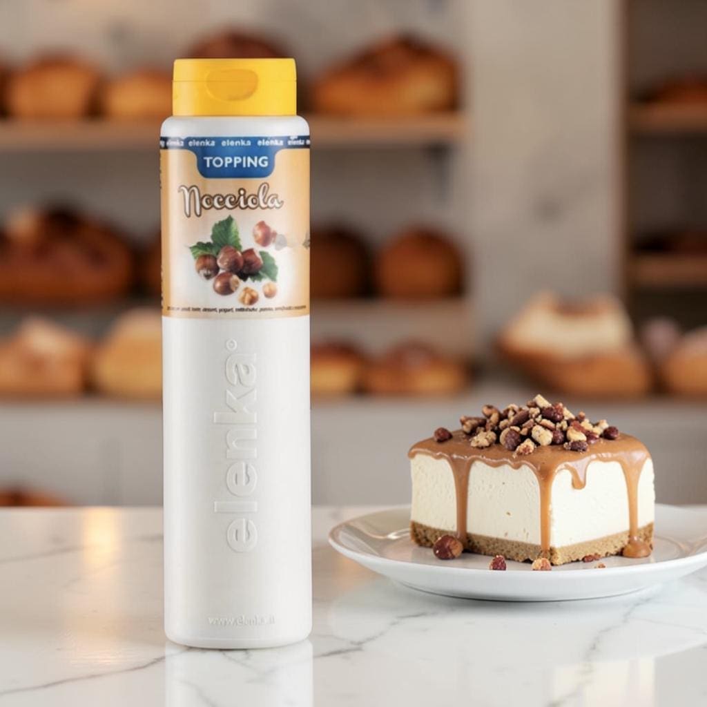 Elenka Topping nocciola sauce on cheesecake