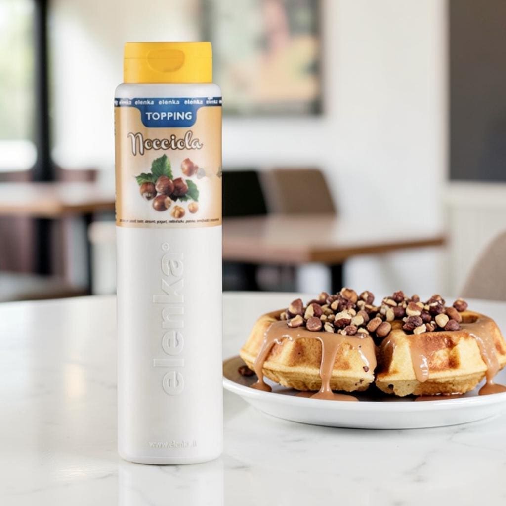 Elenka Topping nocciola sauce on waffles