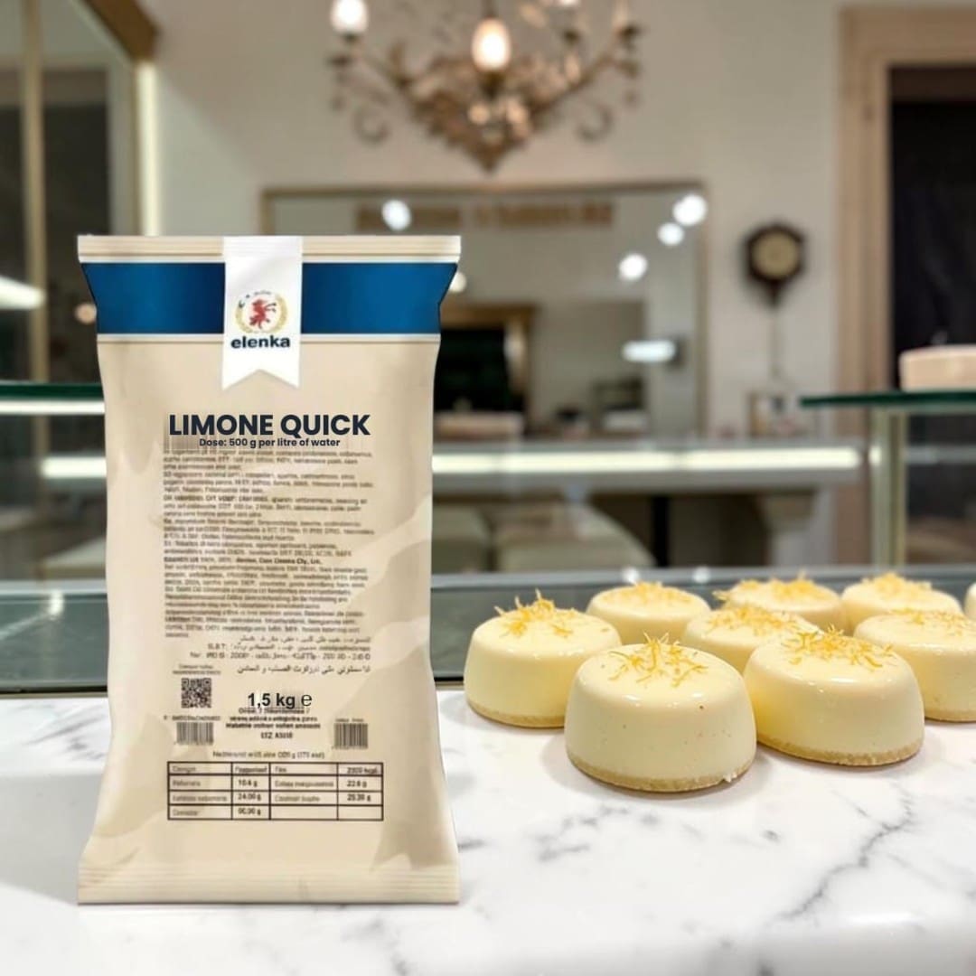 Elenka Limone Quick (089) instant lemon gelato bag pastries in a pasticceria counter